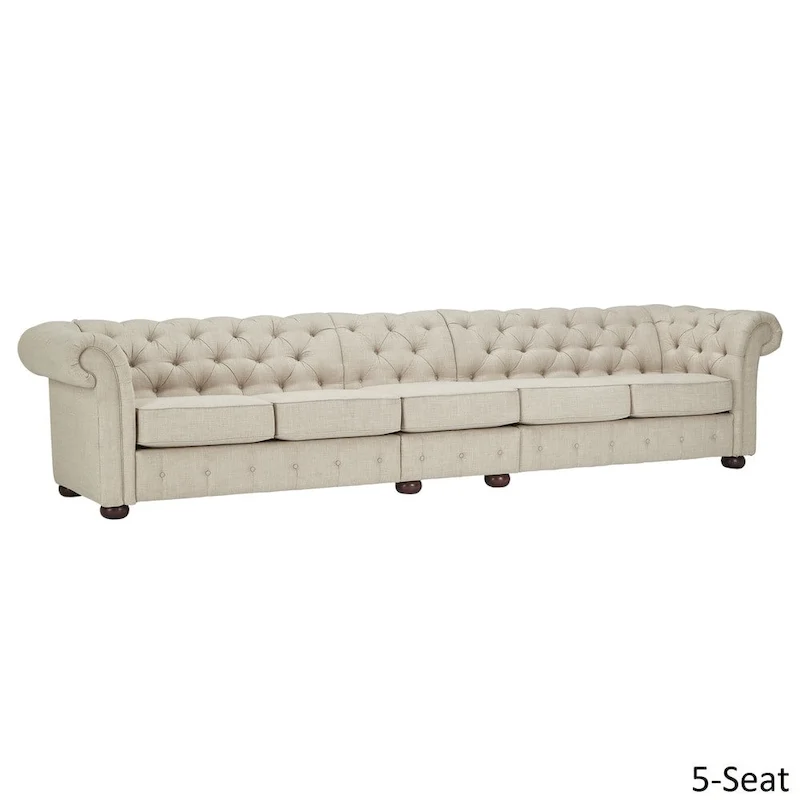 Knightsbridge Beige Linen Tufted Chesterfield Modular Sofa by iNSPIRE Q Artisan