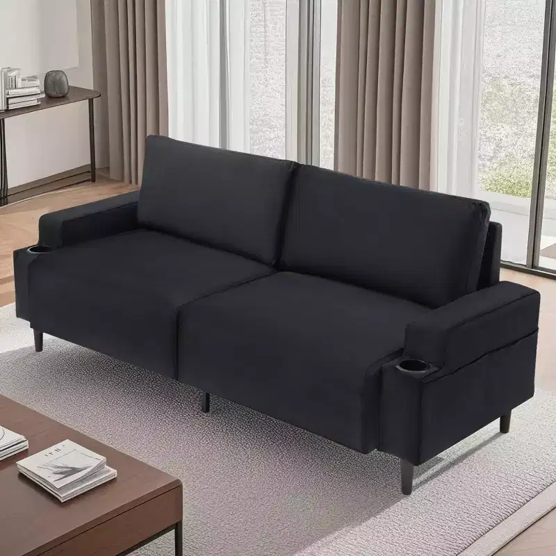 Modern Sofa, 80in Couch- Comfy Sofa with Cup Holders, Deep Seat Sofa Couch for Living Room