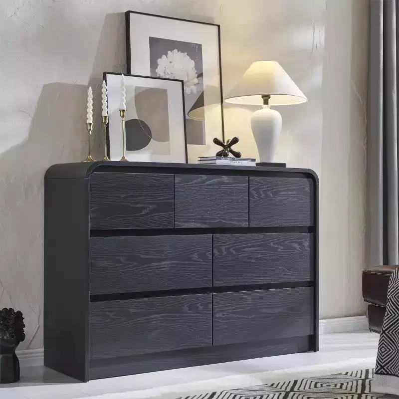Modern 6 Drawer Vertical Dresser - Wood Storage Cabinet, Chest of Drawers for Bedroom & Living Room