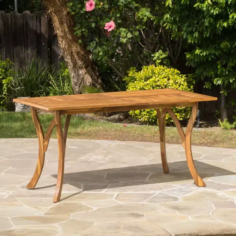59IN Modern Rectangular Wooden Kitchen Table, Dining Table with Stable Legs, Dining Room Table for Living Room, Kitchen, Patio, Teak