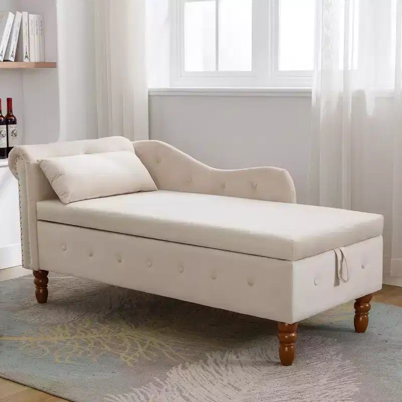 Modern Storage Sofa Recliner With Nailhead Trim, Button Tufted Upholstered Velvet Lounge Chair With Storage And Pillow For Living Room
