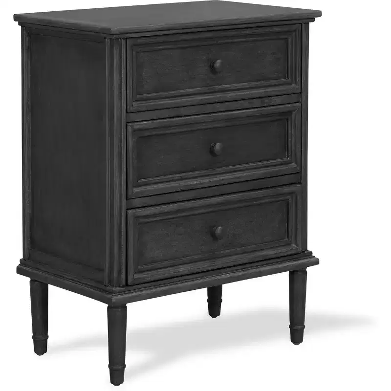 Webster 3 Drawer Storage Cabinet Dark Gray - Finch: Pine Frame, Traditional Style, No Shelves
