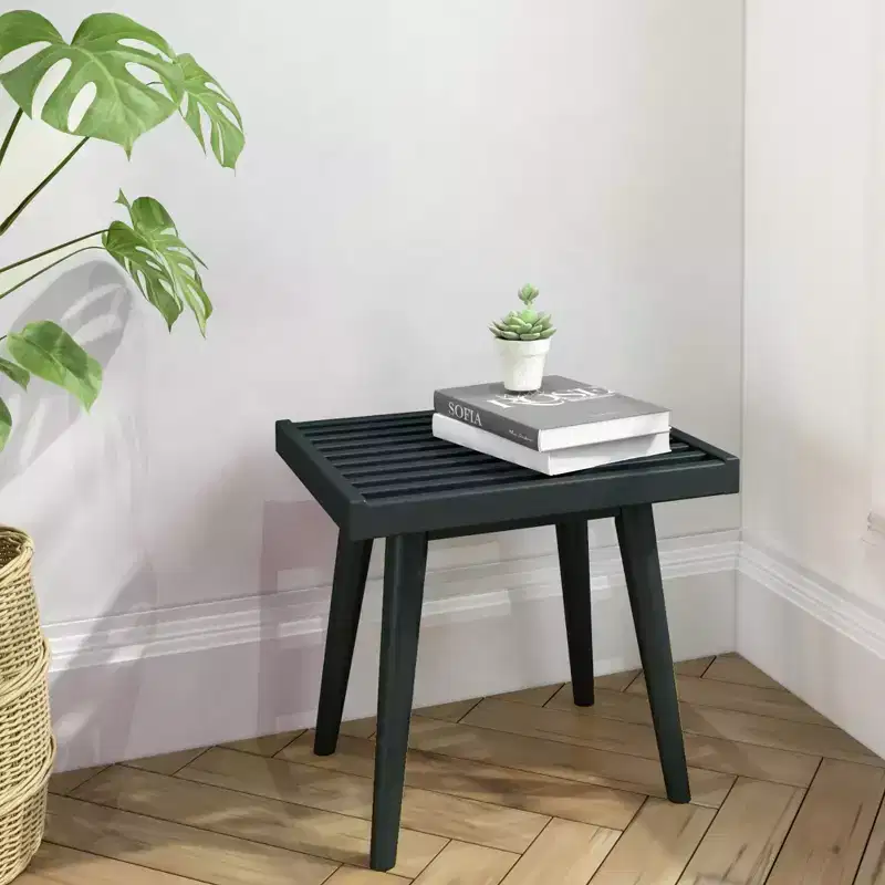 Solid Wood Mid-Century Entryway Bench, 19