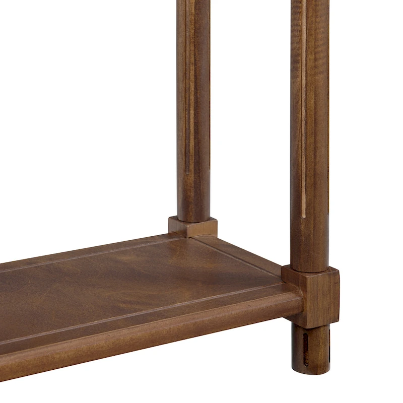 New Ridge Home Goods Harrison Narrow Side End Tables with Shelf, Set of 2, Antique Chestnut