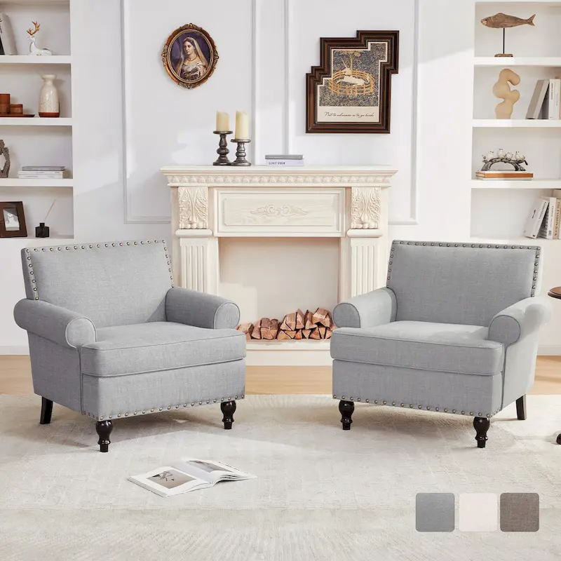 Huimo Modern Nailhead Accent Chair Arm Chairs Set of 2