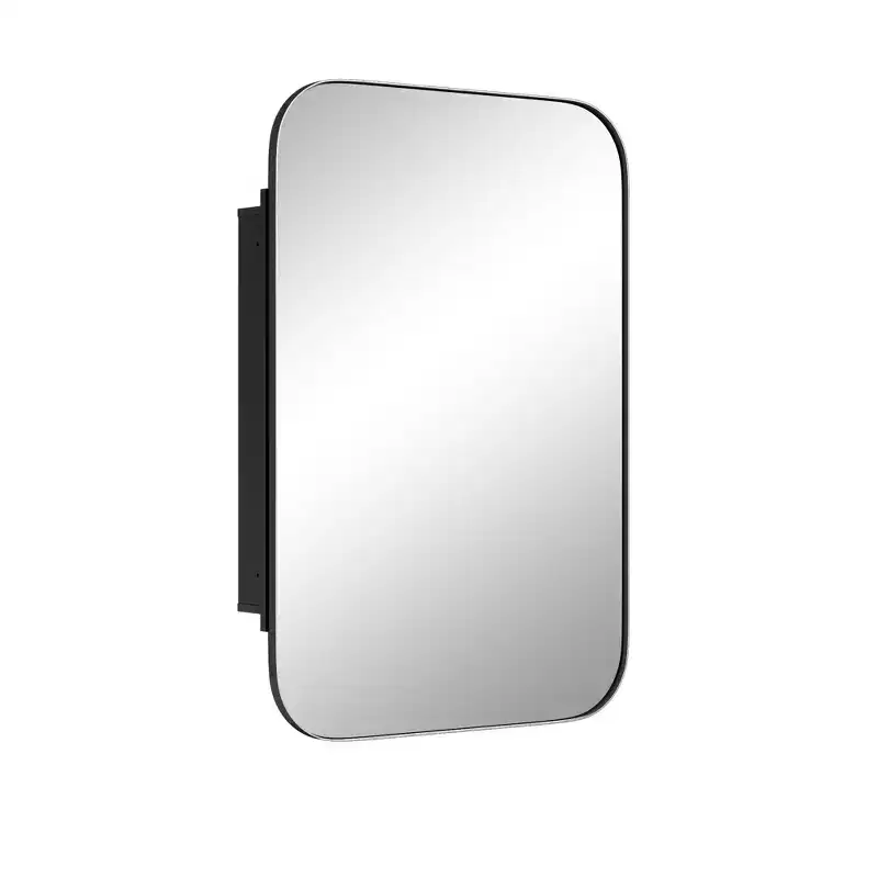 36 * 24 Inch Black Rectangular Bathroom Medicine Cabinet With Mirror