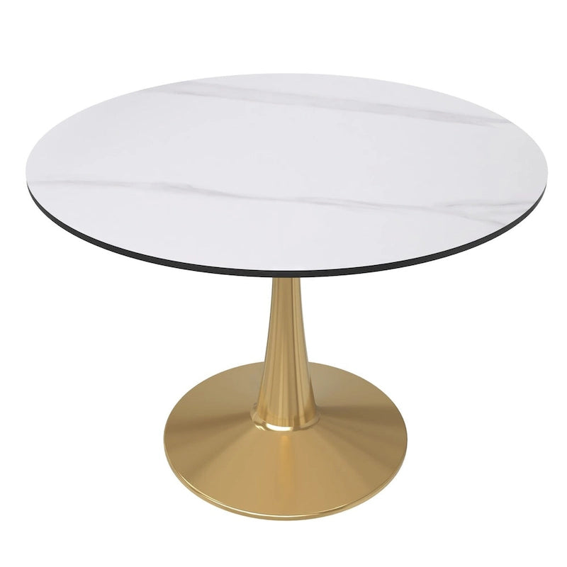 Round Dining Table 40 Sintered Stone Tabletop in Gold Steel