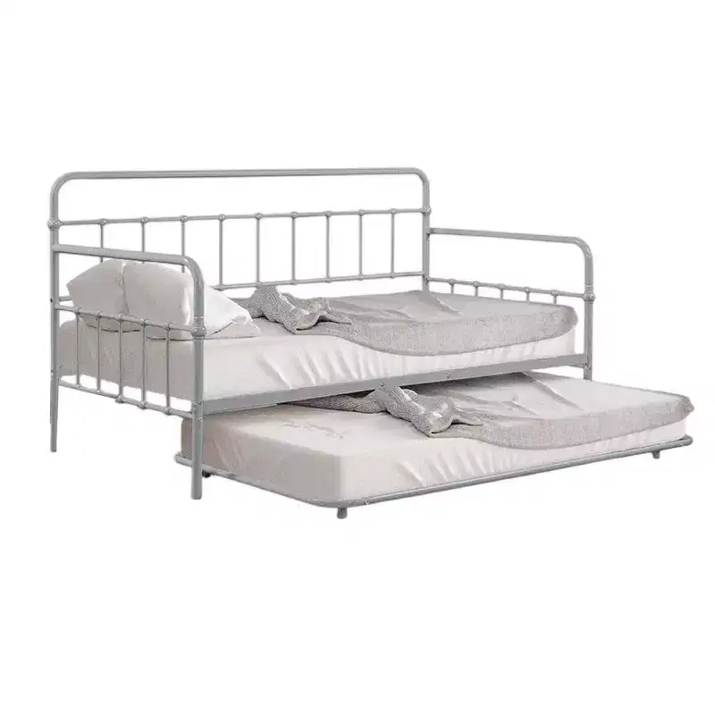 Royal Hampton Daybed with Pull Out Trundle, Classic Silver Metal Open Frame