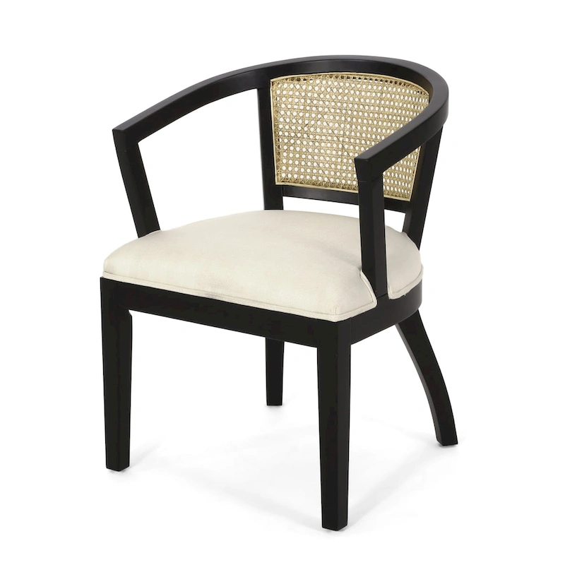 Currant Cane Upholstered Rubberwood Dining Chairs by Christopher Knight Home- Set of 2