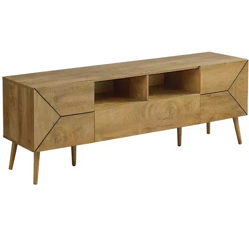 72 Inch Mid Century Modern TV Stand Console, Walnut Media Entertainment Center with Storage Drawer