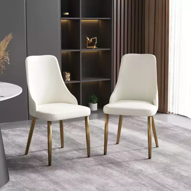 Modern PU Sponge-Filled Dining Chair, Solid Wood & Metal Legs, Set of 2, Suitable for Dining Rooms & Offices