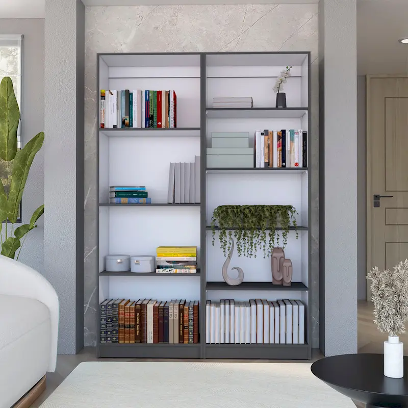Kenyon Tall 5-Shelf Wide Bookcase Set of 2 - N/A