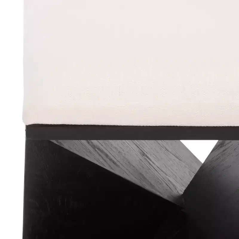 Lucy Wooden Stool with Cushion - Black/White - SEI
