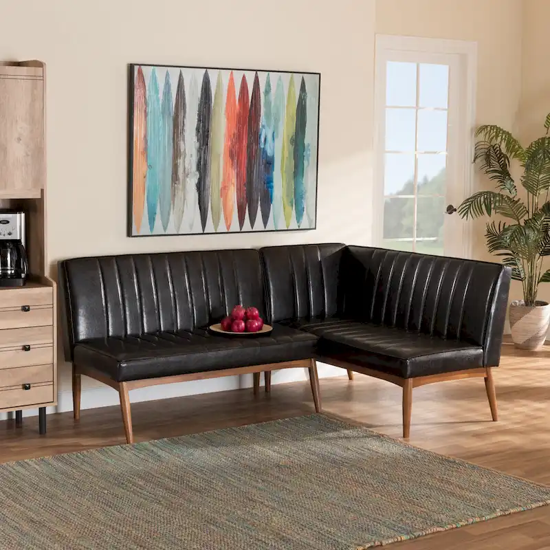 Daymond Mid-Century Modern 2-Piece Dining Nook Banquette Set