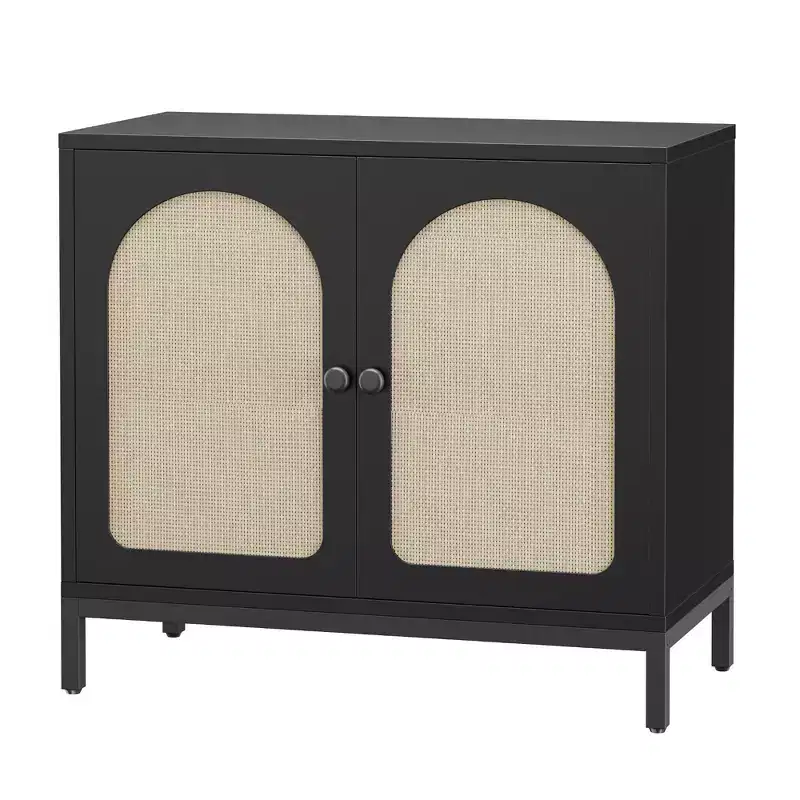 COZONY Rattan Sideboard Buffet Cabinet with Adjustable Shelf, Kitchen Storage Cabinet for Living Room Hallway Entryway