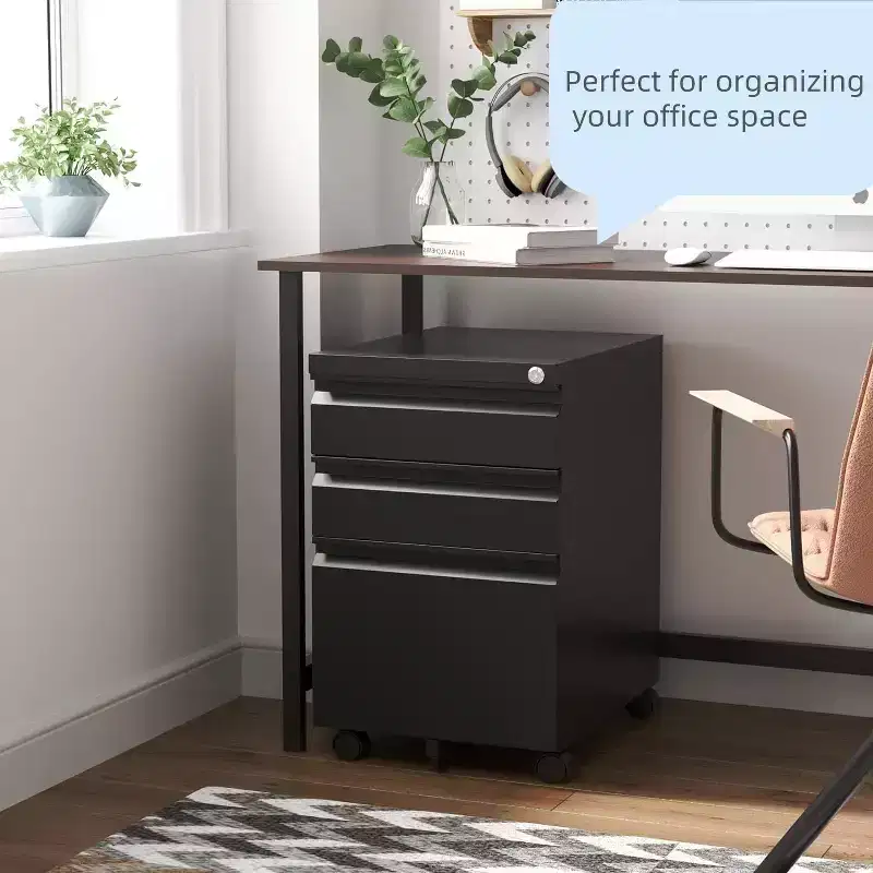 3 Drawer File Cabinet, with 4 Wheels, Locking File Cabinet for A4, Letter-Head, Legal-Size Folders, File Cabinet for Office&Study