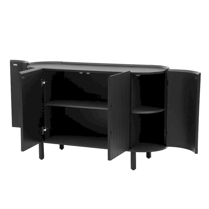 Merax Curved Design Light Luxury Sideboard with Adjustable Shelves