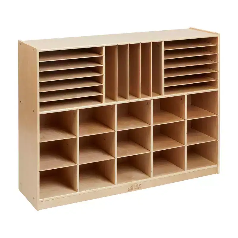Multi-Section Mobile Tray Cabinet with Cubby Storage Compartments, Kids Furniture