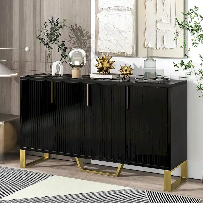 Nestfair Sideboard Kitchen Cabinet with Four Doors and Adjustable Shelves