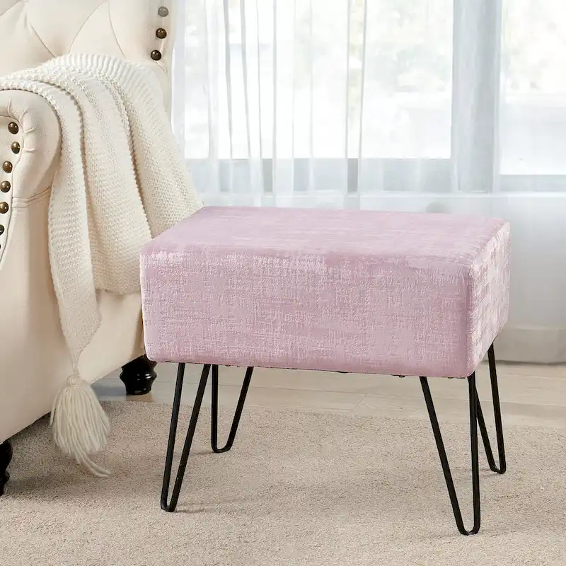 Textured Velvet Ottoman