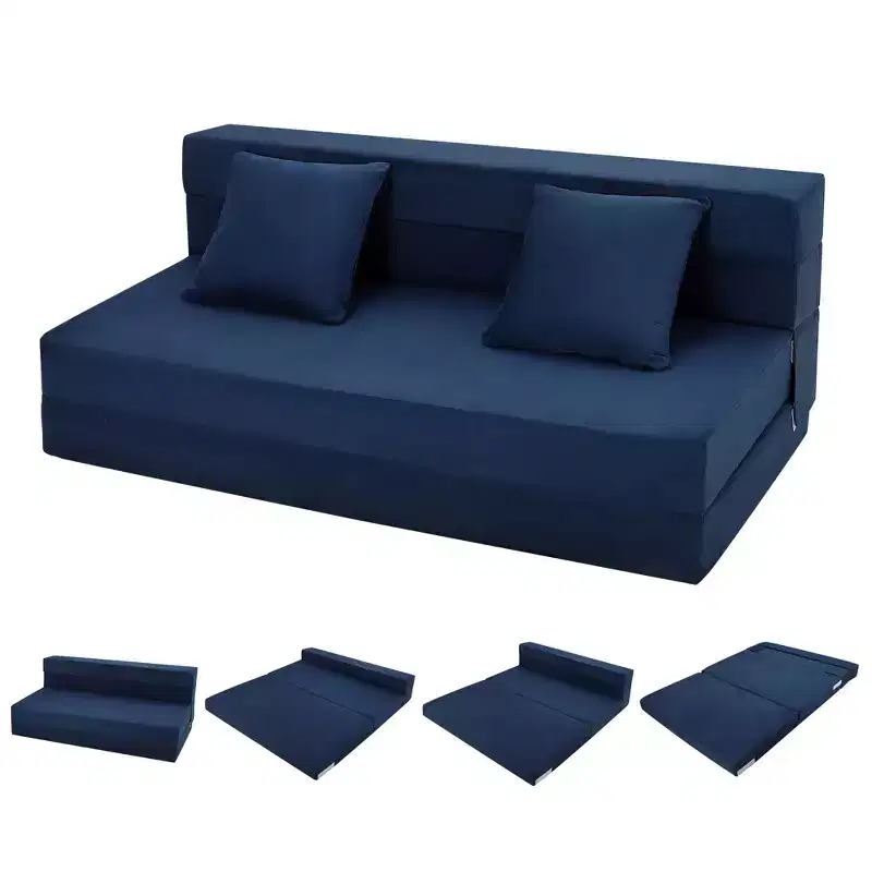 Folding Sofa Bed, Foldable Couch Bed with Pillow, Convertible Sleeper Chair Folding Sofa Mattress, Futon Floor Couch with Memory Foam Washable Cover
