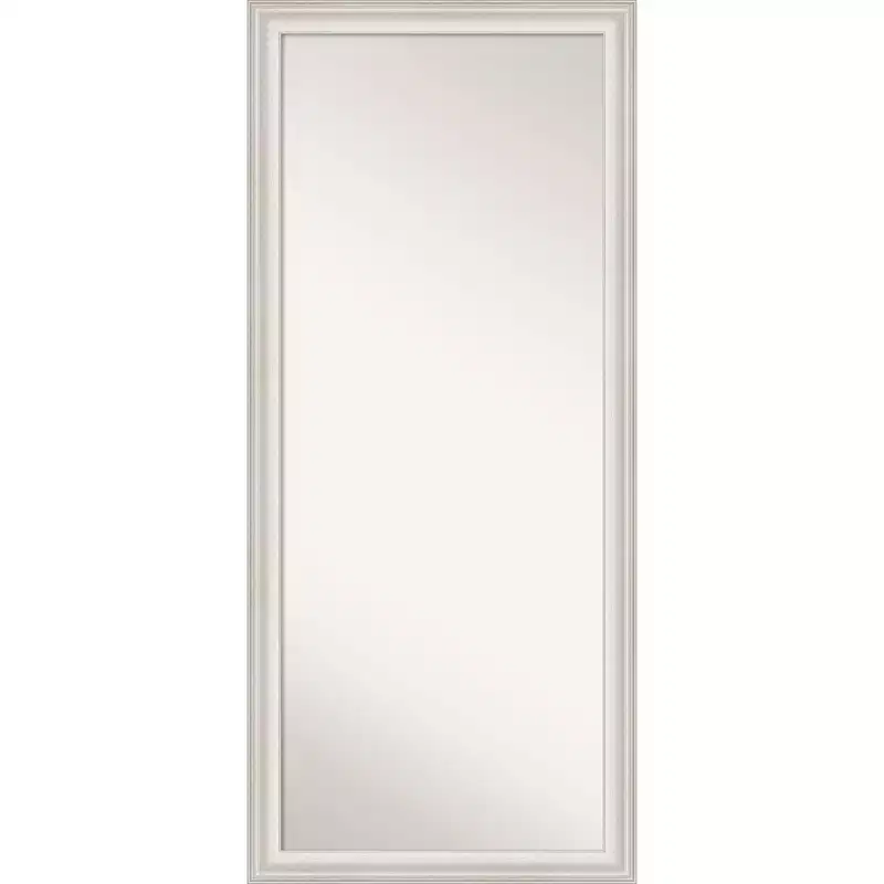 29" x 65" Non-Beveled White Wash Silver Full Length Floor Leaner Mirror