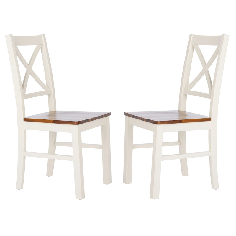 SAFAVIEH Concetta White/Natural Dining Chair - 17.5 W x 19.5 L x 37 H - 18W x 20D x 37H