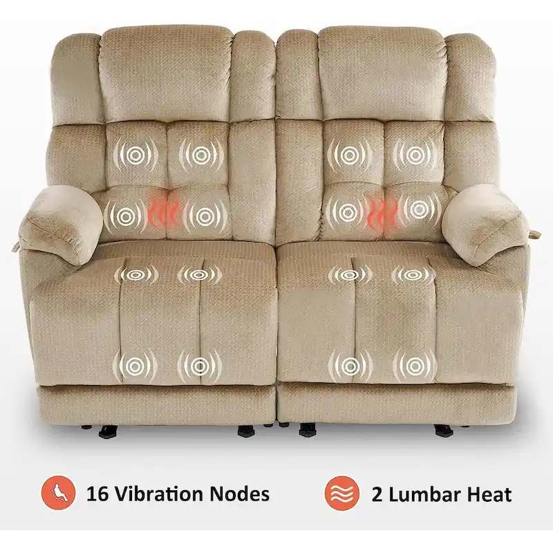 MCombo Electric Power Reclining Loveseat Sofa with Heat and Massage, Fabric 6237