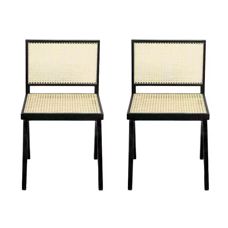 Christopher Knight Home Sepp Rubberwood and Cane Armless Dining Chair with V-Shaped Legs(Set of 2)