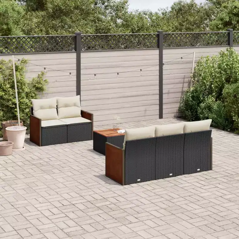 vidaXL 6 Piece Patio Sofa Set with Cushions Poly Rattan