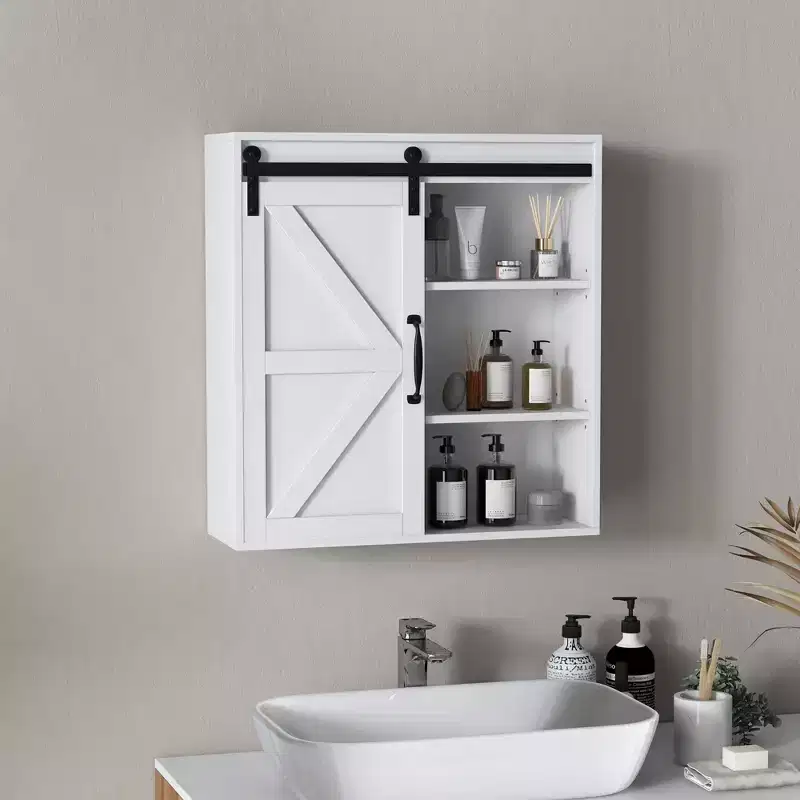 Wall-Mounted Bathroom Medicine Cabinet with Sliding Door & Adjustable Shelf