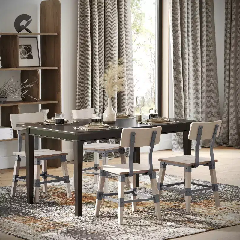 Merrick Lane Dining Chairs with Steel Supports and Footrest - Set Of 2