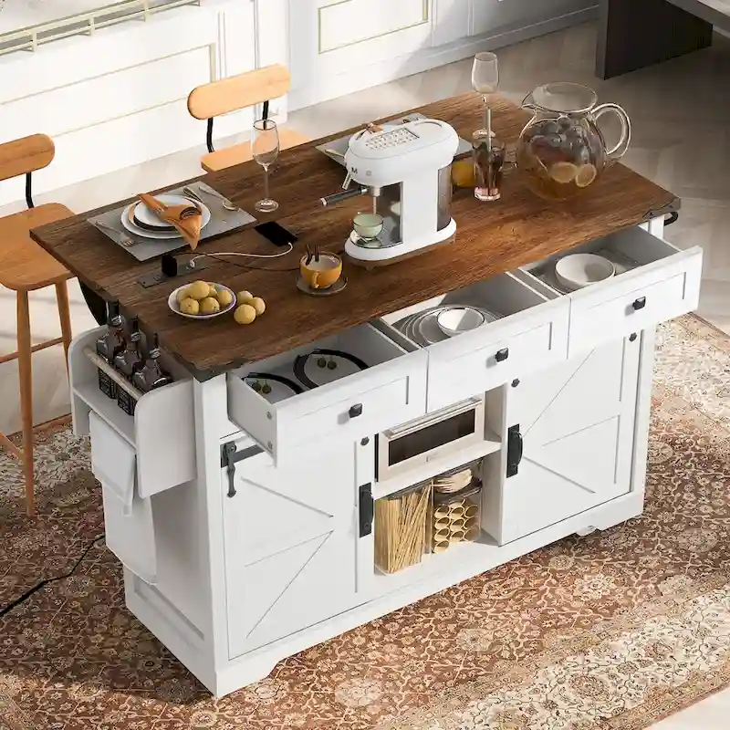 Farmhouse Kitchen Island with Power Outlet