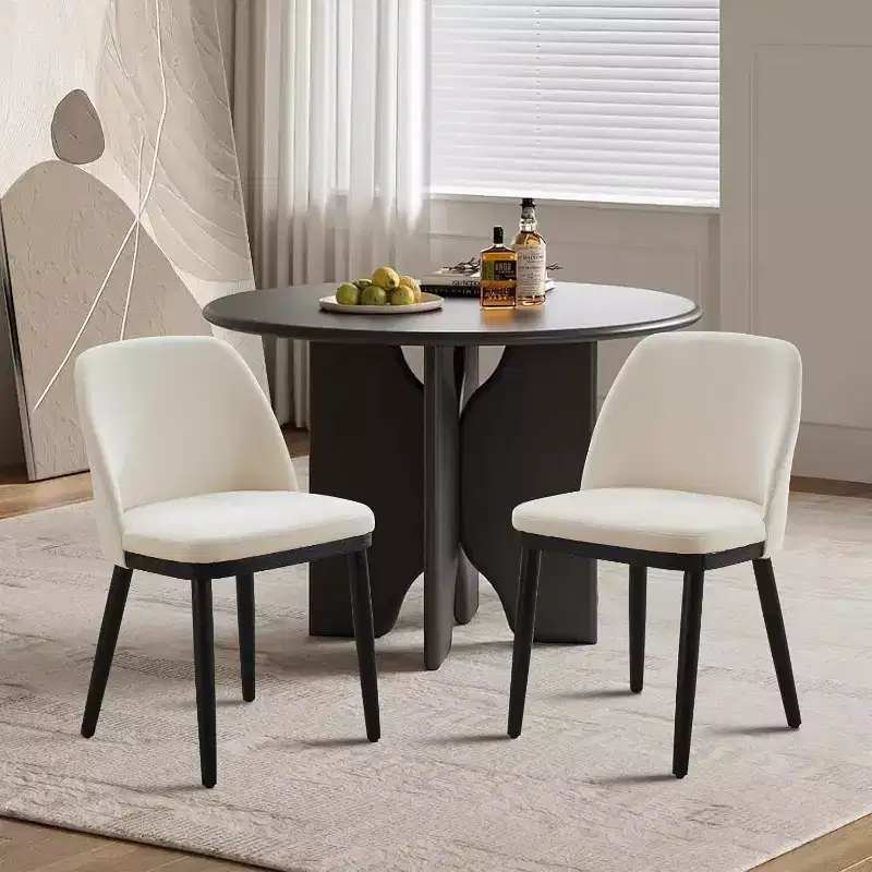 Acekool Upholstered Dining Chairs Set of 2, Modern Kitchen Side Chairs with Thick Cushions, Wood Legs, Beige or Brown