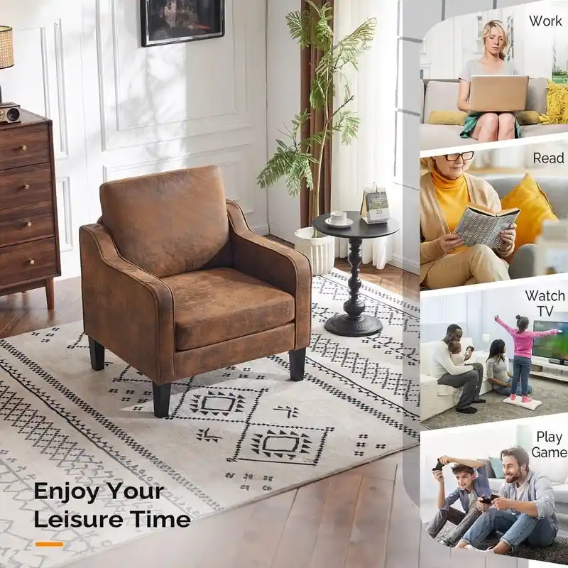 Mid-Century Modern Accent Chair, Single Seat – Multi-Color Options