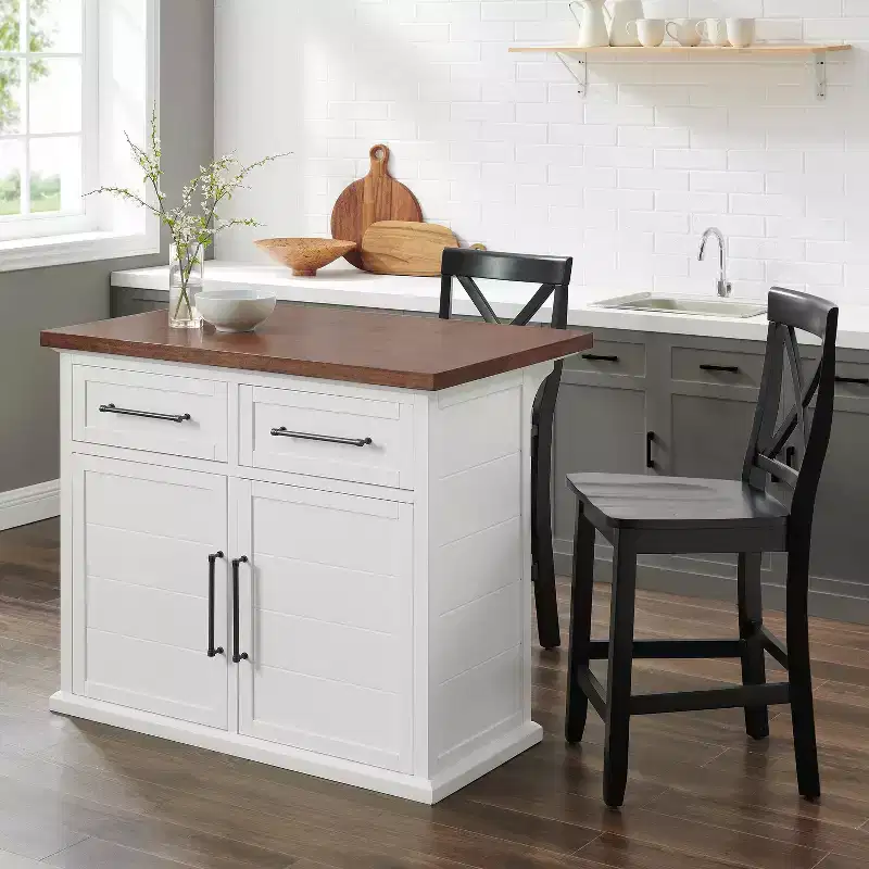 36 in.H Wood Kitchen Islands with 2 Doors and 2 Shelves