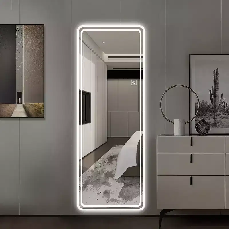 GDFStudio Zev Modern 65H Rectangular LED Full Length Frameless Mirror with 3 Color Modes