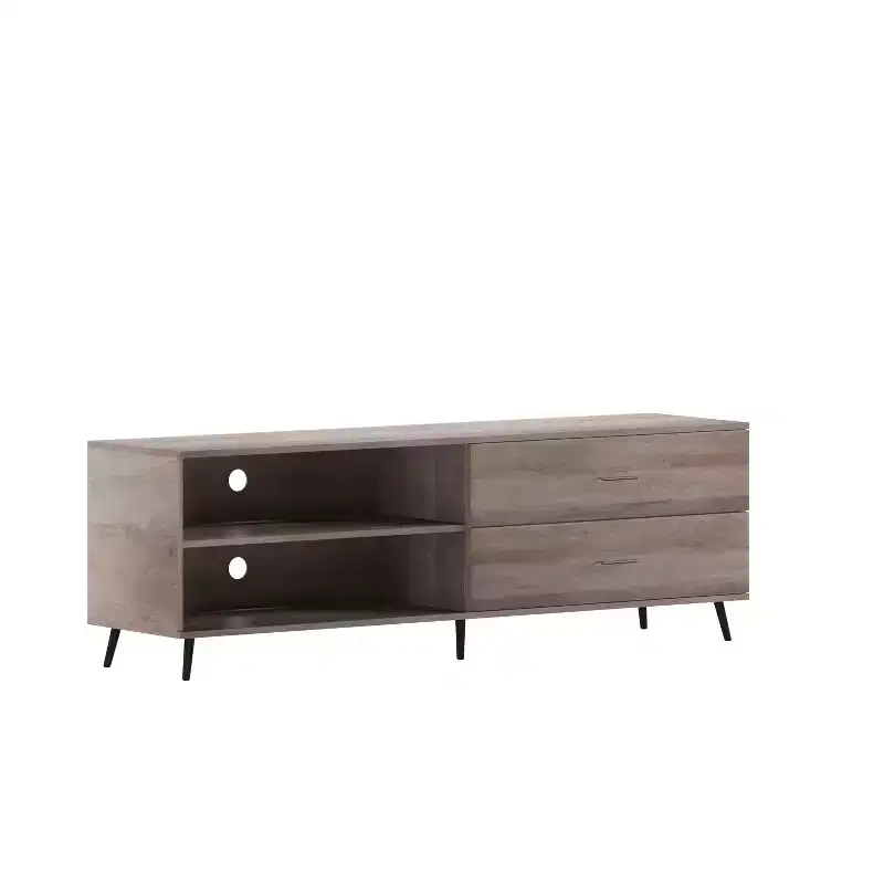 Flash Furniture Nelson 65 Mid Century Modern TV Stand for up to 60 TV's with Adjustable Shelf and Storage Drawers