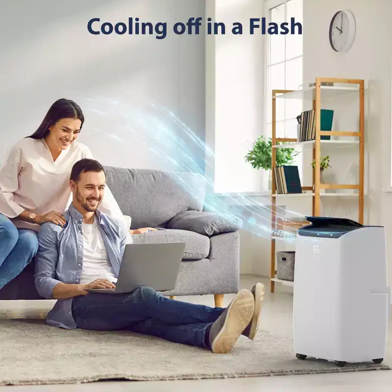 14000 Btu Portable Air Conditioner Fast Cooling 750 Sq.ft, 3-in-1 Floor Air Conditioner Portable W/cooling, Dehumidification And Fan