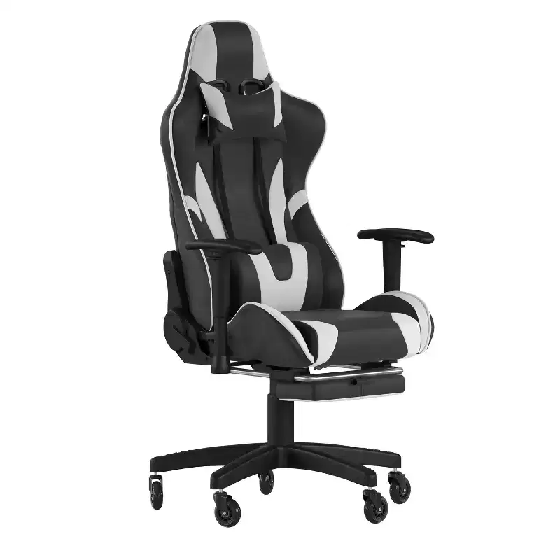 Flash Furniture X30 Gaming Chair Racing Computer Chair with Reclining Back, Slide-Out Footrest, and Transparent Roller Wheels