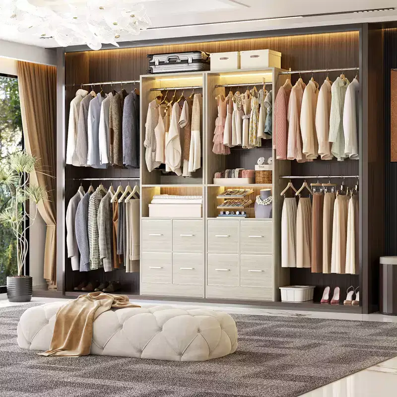 25 To 103 Closet System with Four Farbric Drawers
