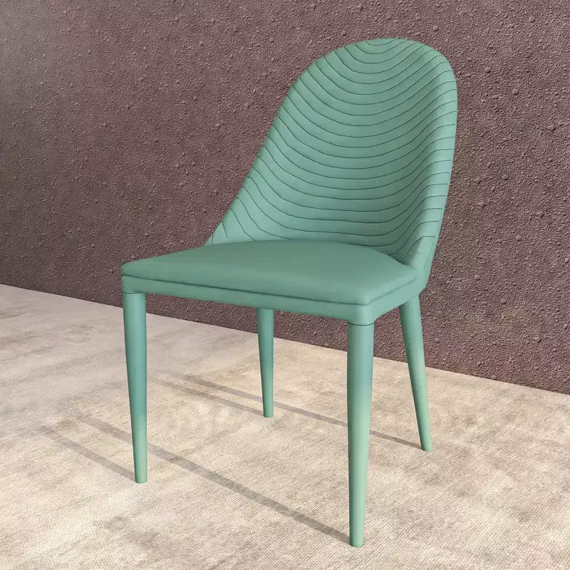 LeisureMod Seville Modern Dining Chair  Armless Upholstered Leather with Metal Legs, Contemporary Kitchen & Dining Room Accent Chair