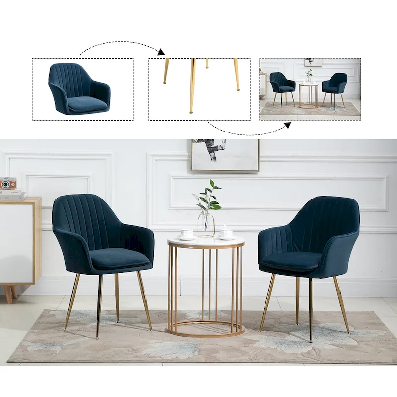 AVAWING Upholstered Velvet Dining Chairs Accent Arm Chairs Set of 4