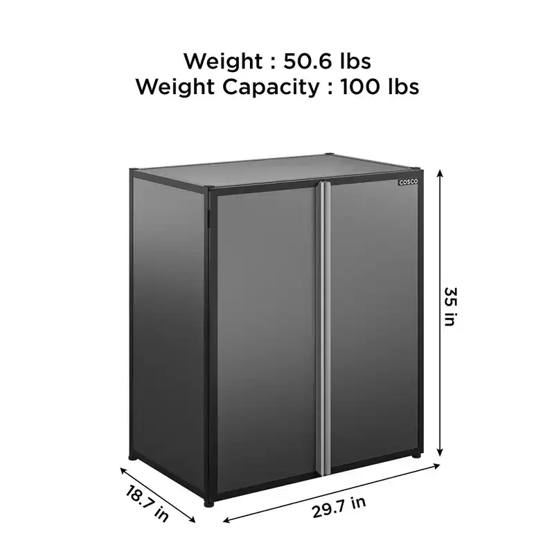 Freestanding Stackable Garage Cabinet – Black & Gray, 100 lb Capacity
