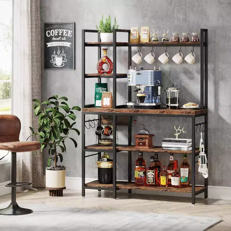 LITTLE TREE 5 Tier 43" Bakers Rack Brown/Black