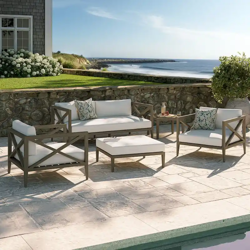 Northlake 5-Piece Outdoor Patio Teak Wood Furniture Set