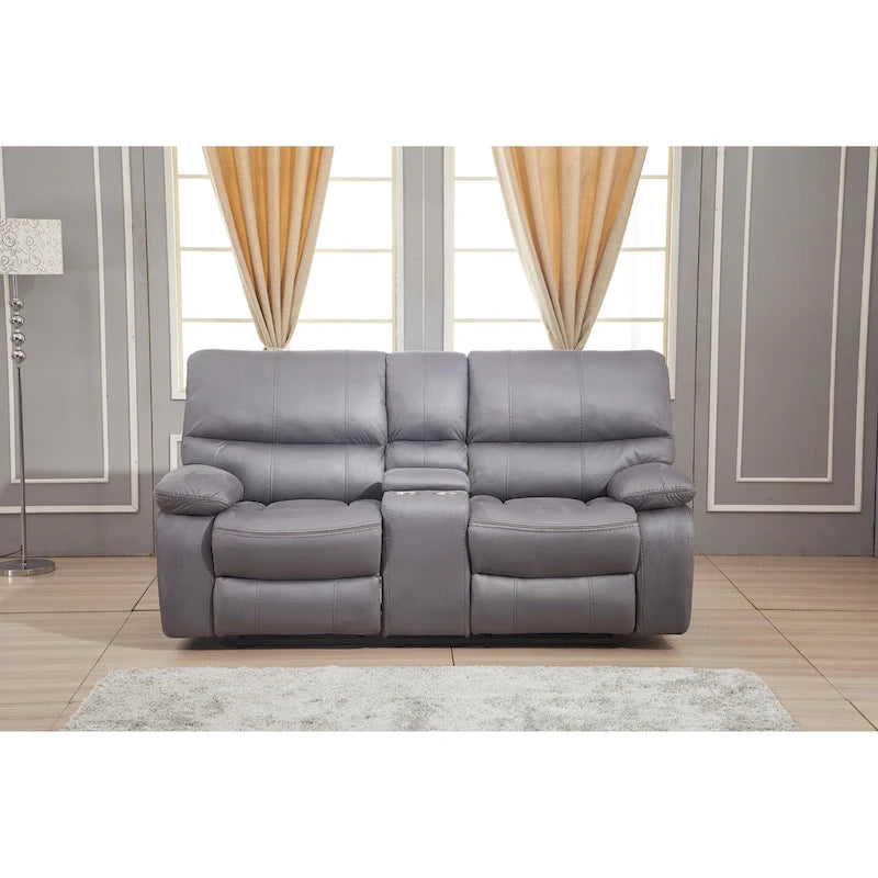 Microfiber Manual Rclining 2-seat Loveseat with Console 8007