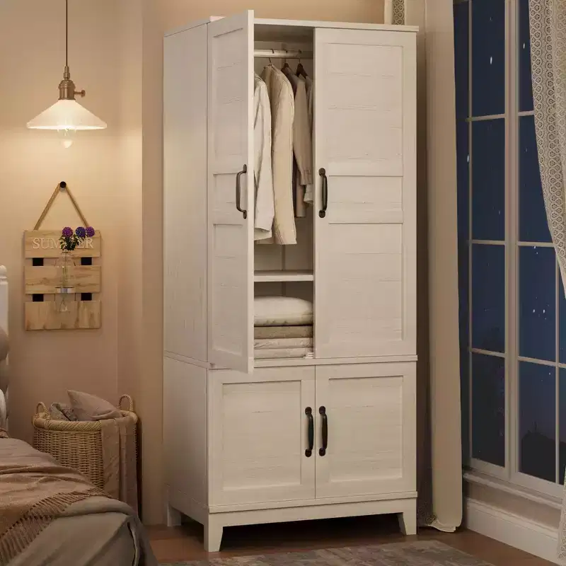 Armoire Wardrobe Closet with 4 Doors, 72