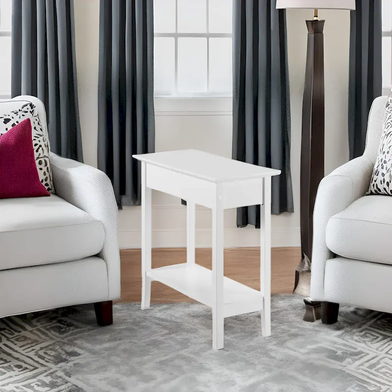 Stylish Slim End Table, Narrow Nightstand, and Skinny Bedside Table