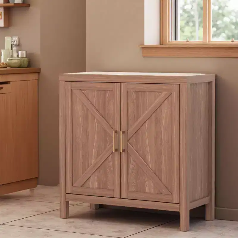 Farmhouse Sideboard Buffet Cabinet, Rustic Media Console with X-Shaped Doors for Living Room and Kitchen
